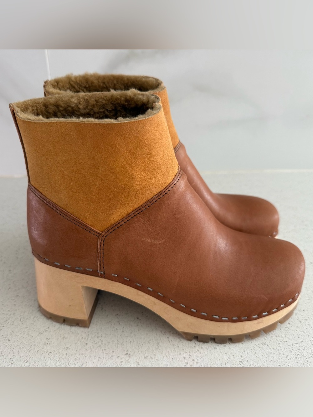 Swedish Hasbeens Shearling-Lined Clog/Boots - Picture 4 of 7